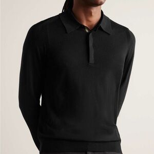 Paul Smith Merino Wool Polo Shirt Black - M